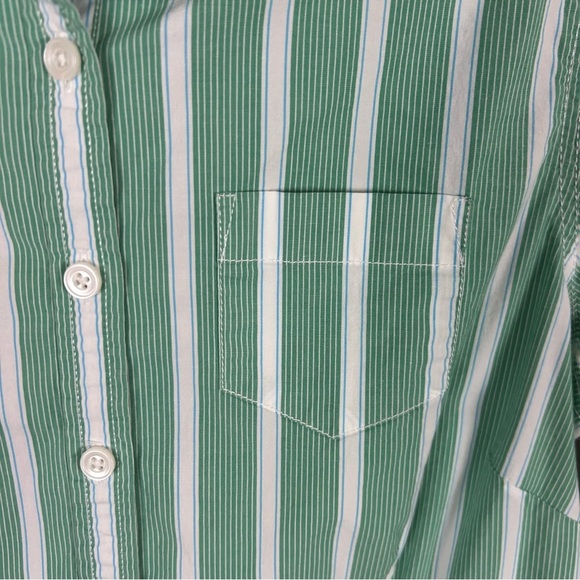 L.L. Bean Green and White Striped Shirt Size Medium - Picture 12 of 12
